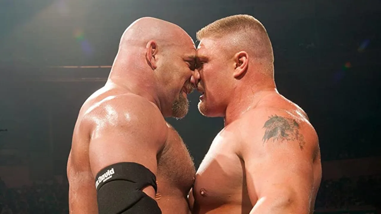 Goldberg-and-Brock-Lesnar-WWE WrestleMania 20